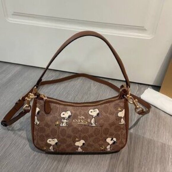 Coach Tan Snoopy Print Shoulder Bag - Picture 2 of 8